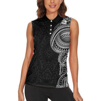 Traditional Polynesian Art Tattoos Women Sleeveless Polo Shirt Black Color LT03 - Polynesian Pride