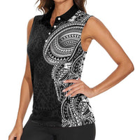 Traditional Polynesian Art Tattoos Women Sleeveless Polo Shirt Black Color LT03 - Polynesian Pride