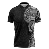 Traditional Polynesian Art Tattoos Zipper Polo Shirt Black Color LT03 Black - Polynesian Pride