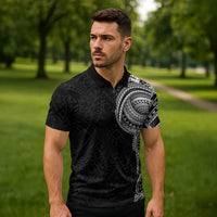 Traditional Polynesian Art Tattoos Zipper Polo Shirt Black Color LT03 - Polynesian Pride