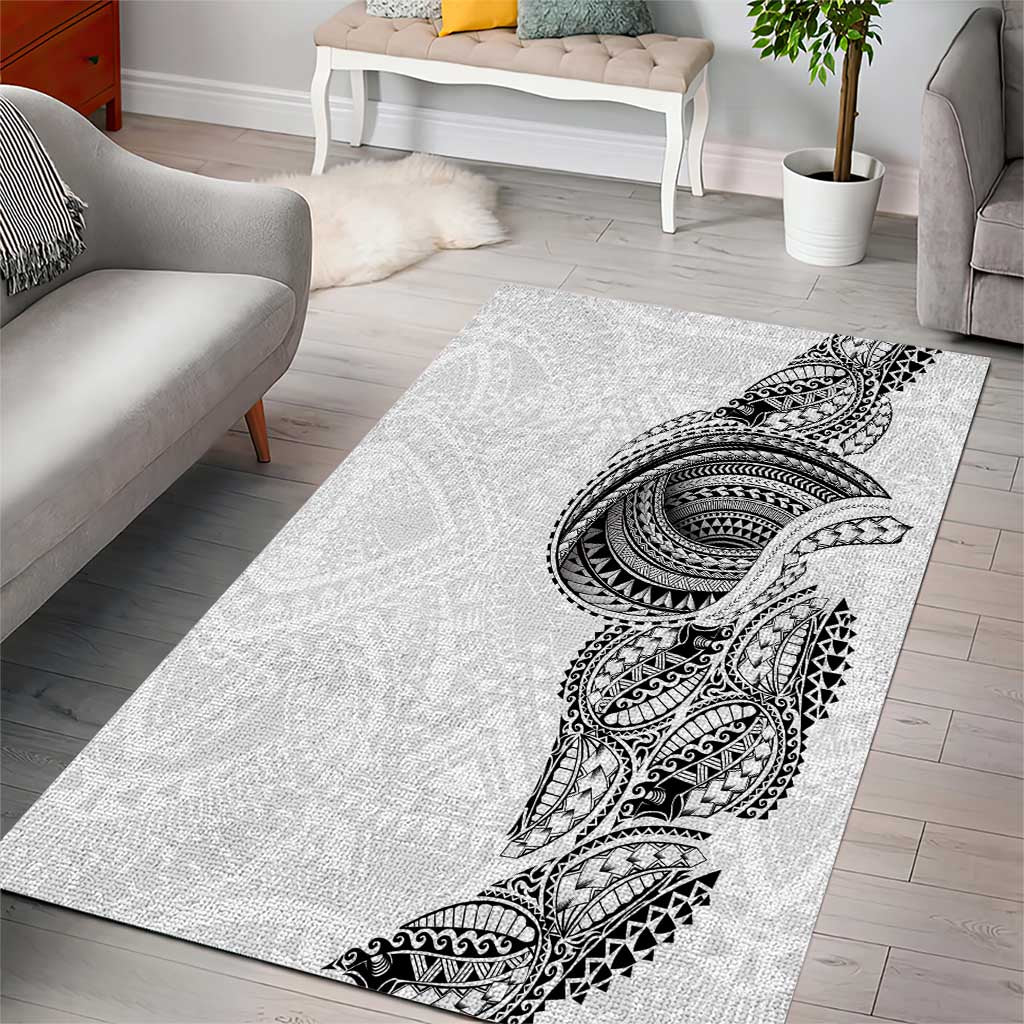 Traditional Polynesian Art Tattoos Area Rug White Color - Polynesian Pride