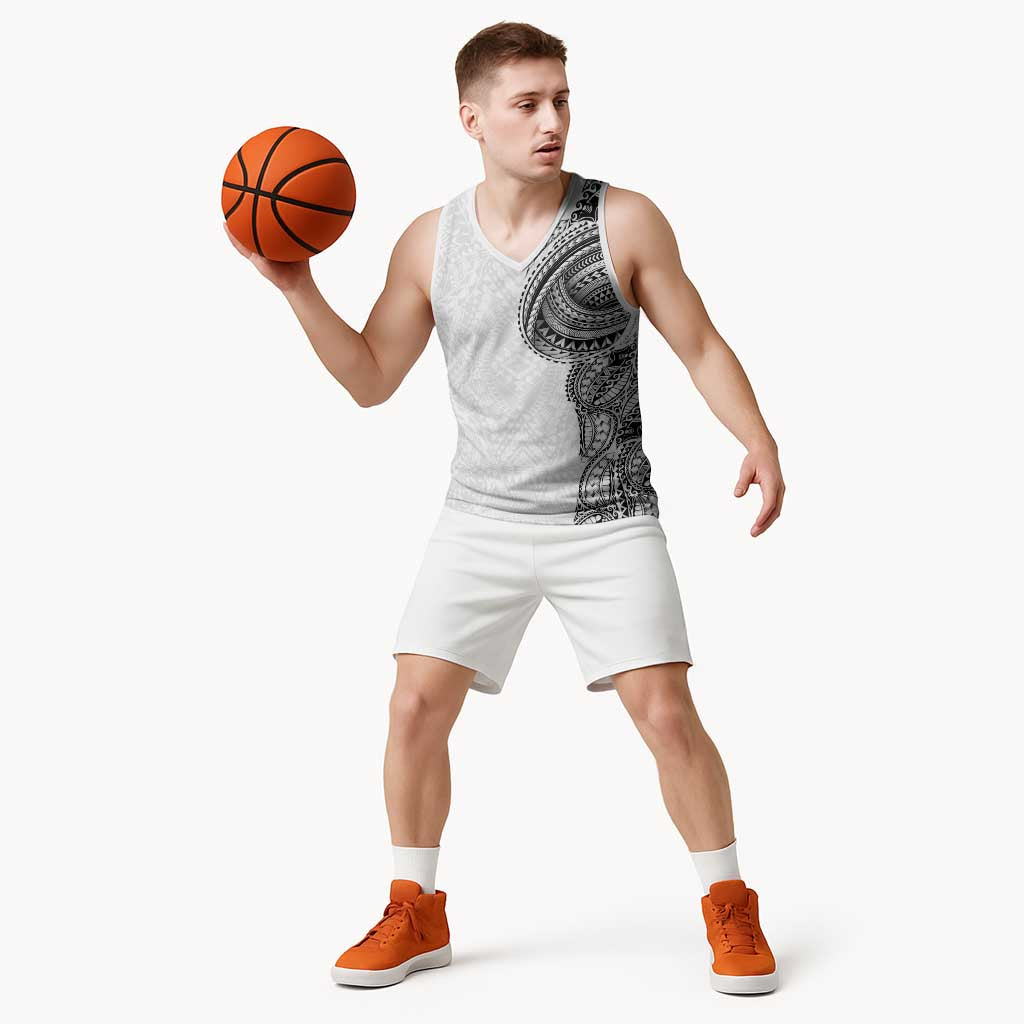 Traditional Polynesian Art Tattoos Basketball Jersey White Color LT03 - Polynesian Pride