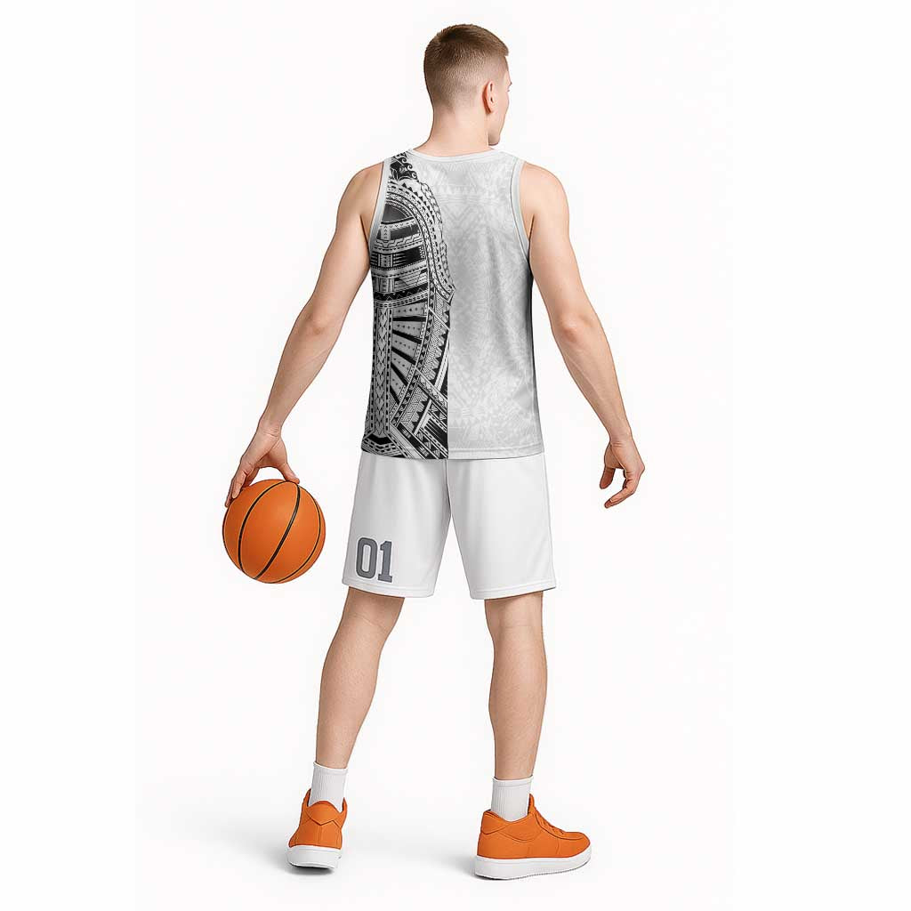 Traditional Polynesian Art Tattoos Basketball Jersey White Color LT03 - Polynesian Pride