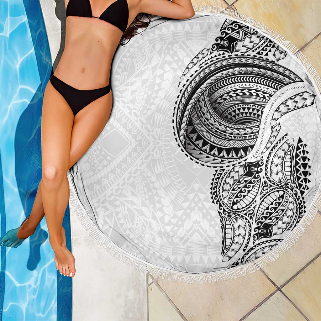Traditional Polynesian Art Tattoos Beach Blanket White Color LT03 - Polynesian Pride