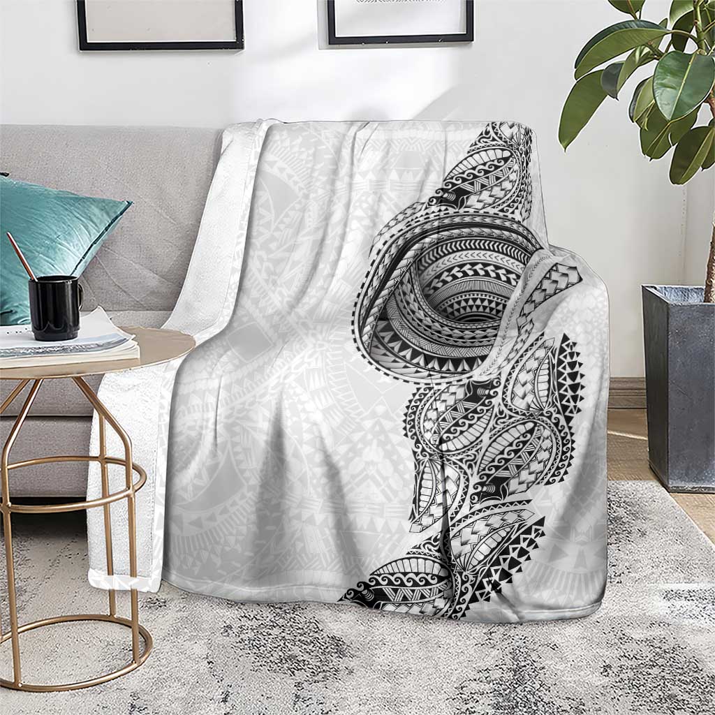 Traditional Polynesian Art Tattoos Blanket White Color - Polynesian Pride