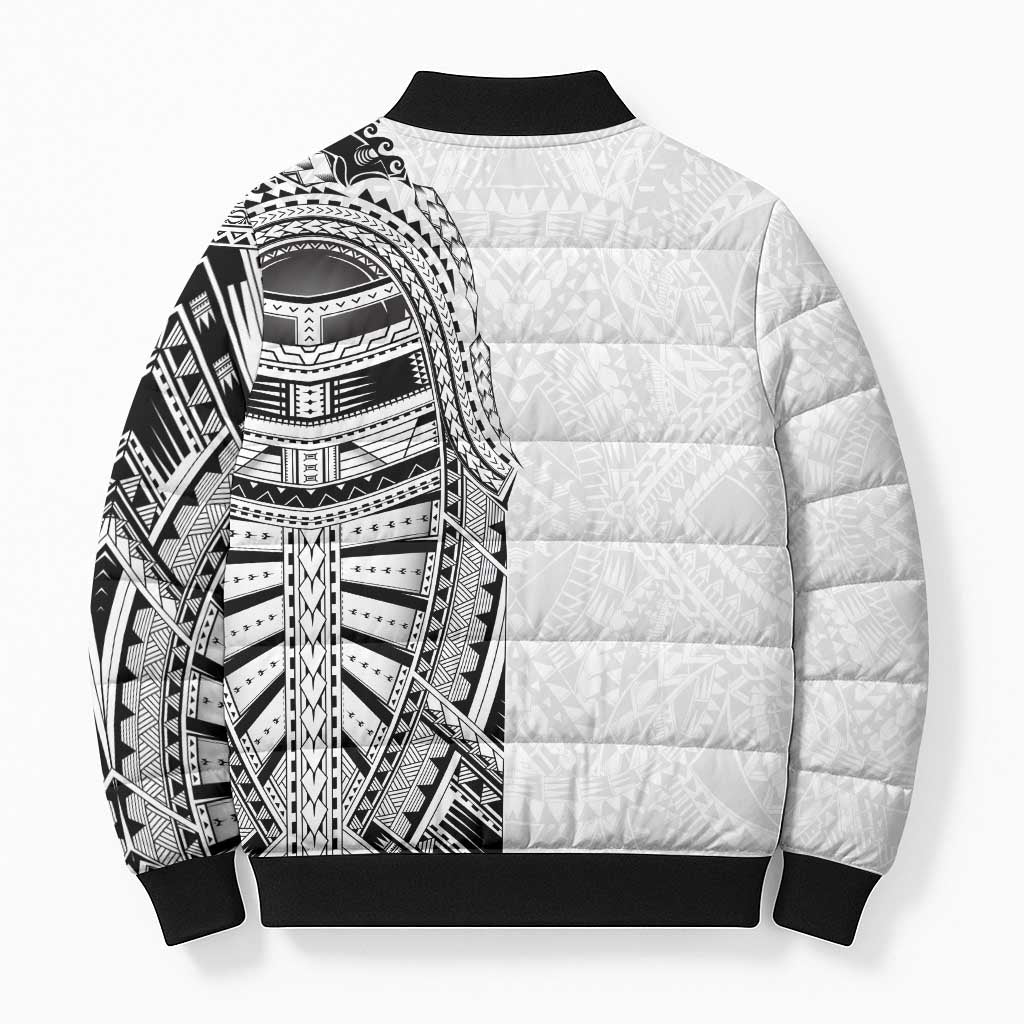 Traditional Polynesian Art Tattoos Bomber Puffer Jacket White Color LT03 - Polynesian Pride