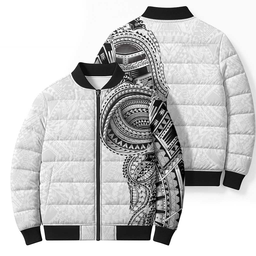 Traditional Polynesian Art Tattoos Bomber Puffer Jacket White Color LT03 - Polynesian Pride