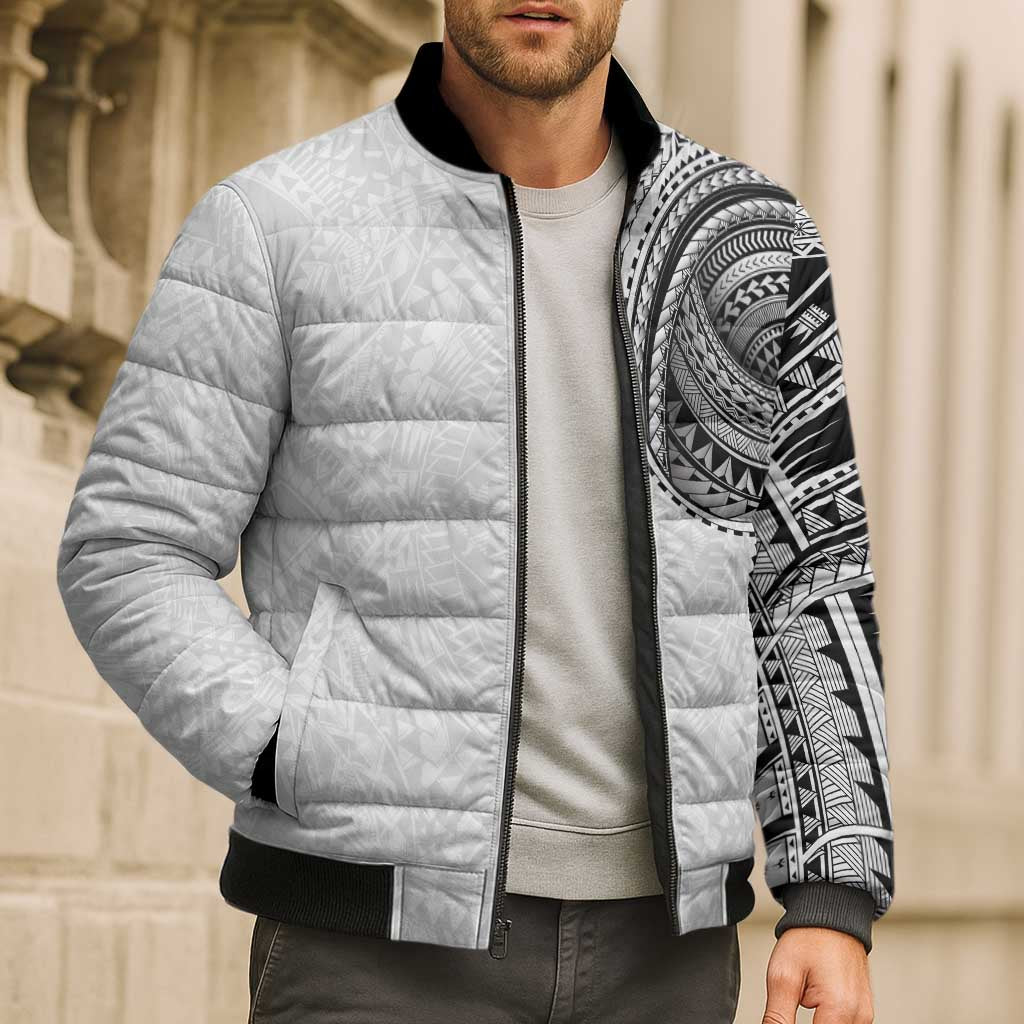 Traditional Polynesian Art Tattoos Bomber Puffer Jacket White Color LT03 - Polynesian Pride