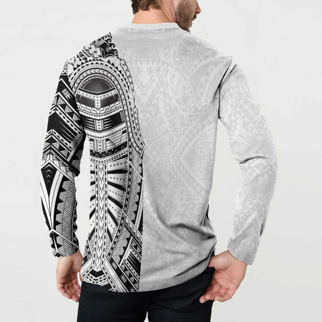 Traditional Polynesian Art Tattoos Button Sweatshirt White Color LT03 - Polynesian Pride