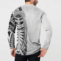 Traditional Polynesian Art Tattoos Button Sweatshirt White Color LT03 - Polynesian Pride