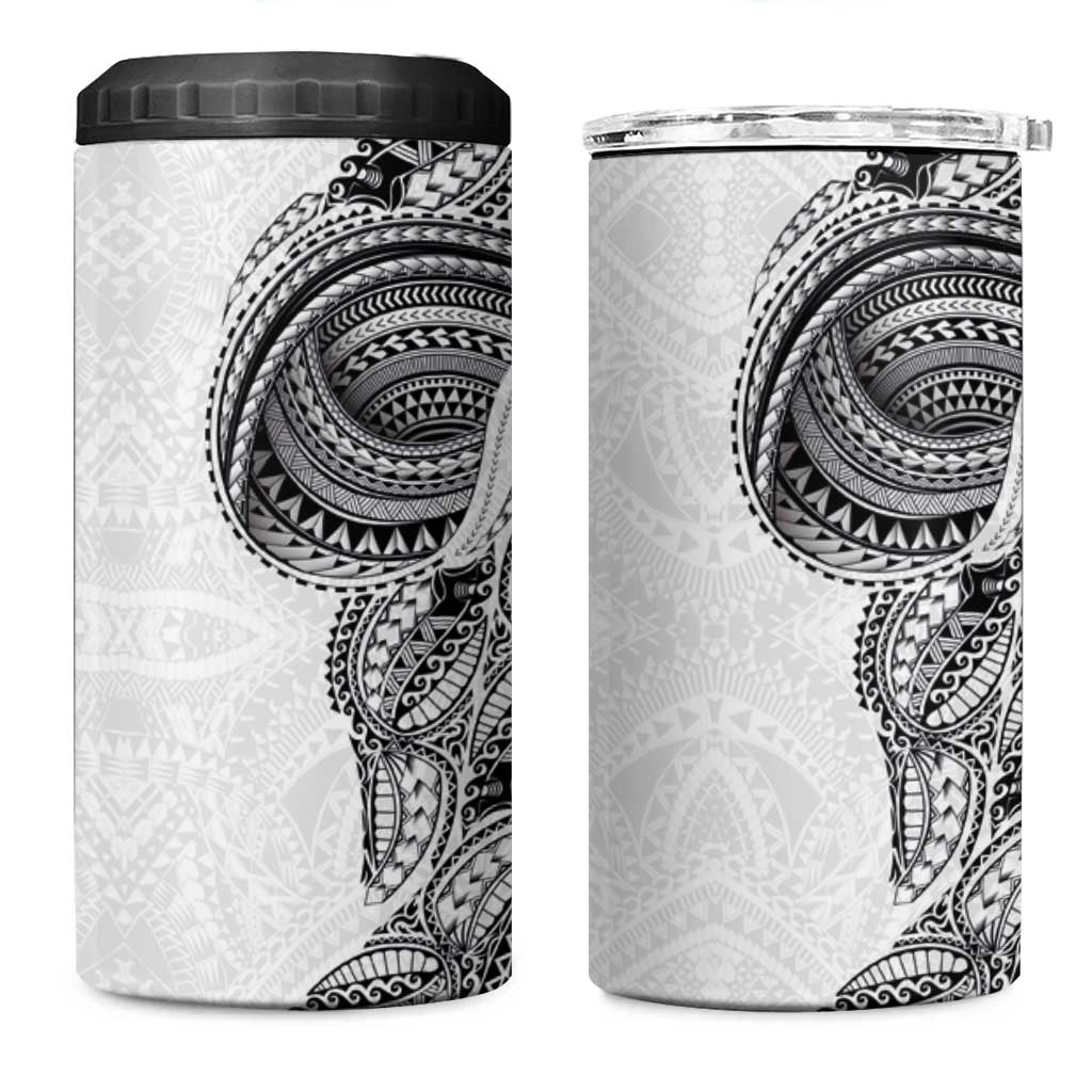 Traditional Polynesian Art Tattoos 4 in 1 Can Cooler Tumbler White Color LT03 One Size: 16 oz White - Polynesian Pride