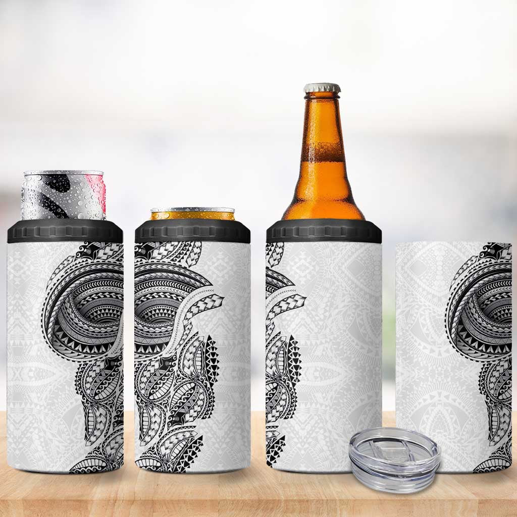 Traditional Polynesian Art Tattoos 4 in 1 Can Cooler Tumbler White Color - Polynesian Pride