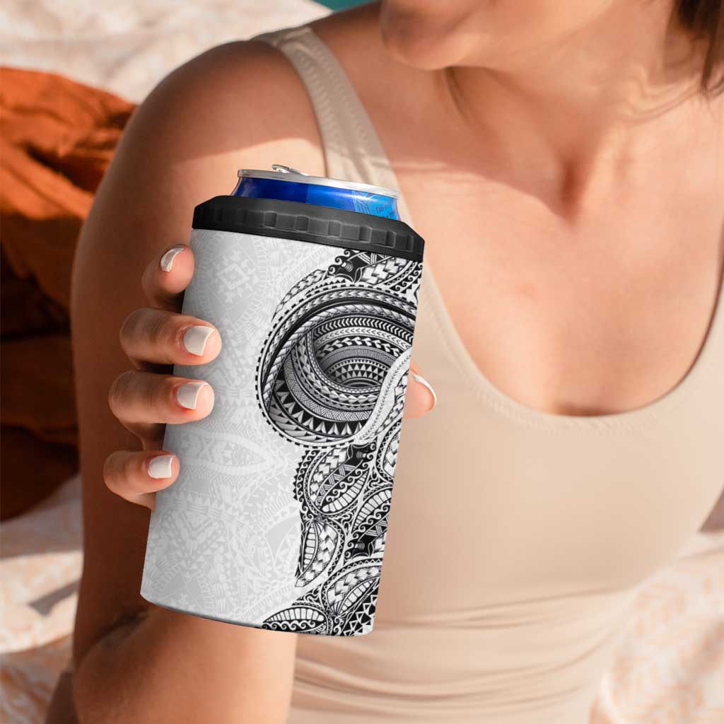 Traditional Polynesian Art Tattoos 4 in 1 Can Cooler Tumbler White Color - Polynesian Pride