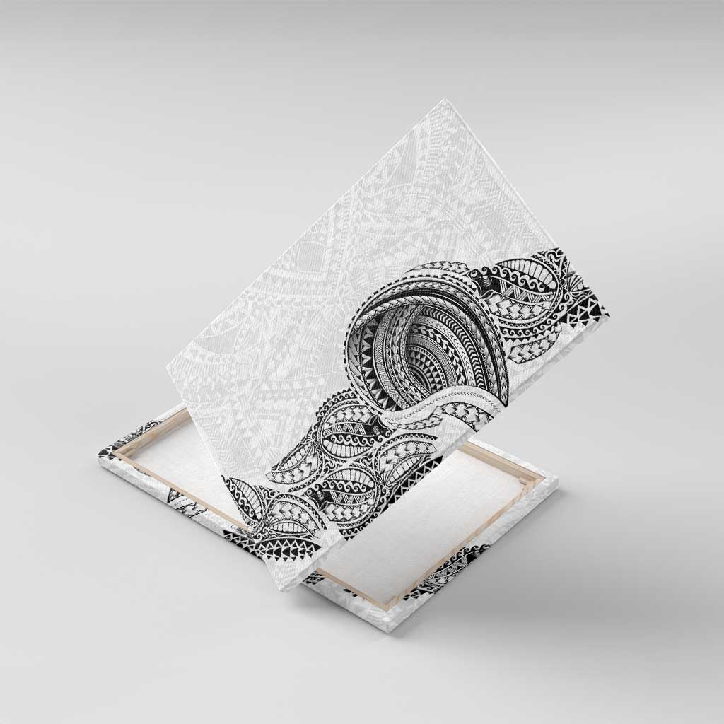 Traditional Polynesian Art Tattoos Canvas Wall Art White Color LT03 With Frame White - Polynesian Pride
