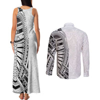 Traditional Polynesian Art Tattoos Couples Matching Tank Maxi Dress and Long Sleeve Button Shirt White Color LT03 - Polynesian Pride