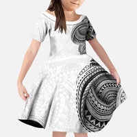Traditional Polynesian Art Tattoos Family Matching Puletasi and Hawaiian Shirt White Color - Polynesian Pride