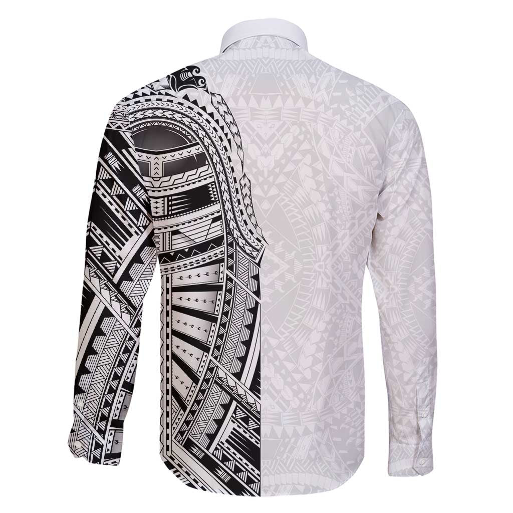 Traditional Polynesian Art Tattoos Family Matching Puletasi and Hawaiian Shirt White Color - Polynesian Pride
