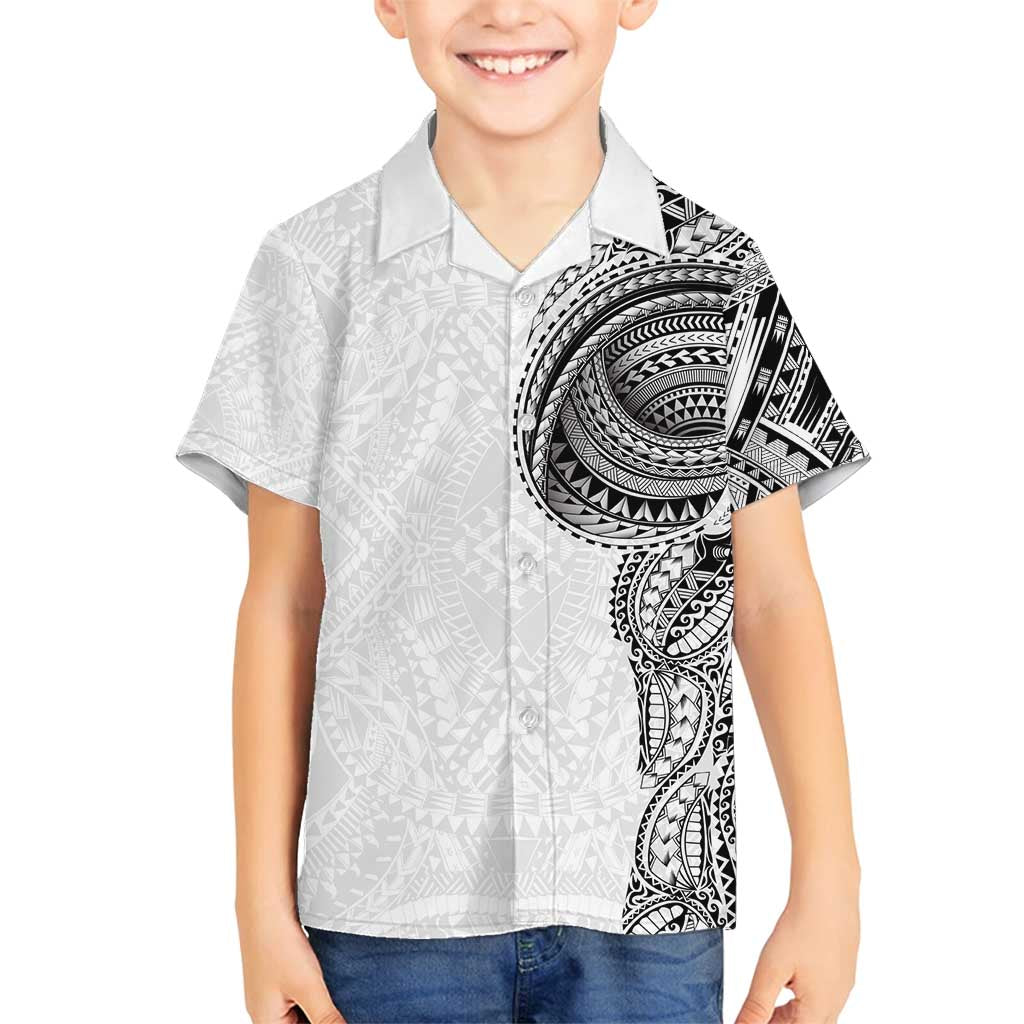 Traditional Polynesian Art Tattoos Family Matching Puletasi and Hawaiian Shirt White Color - Polynesian Pride
