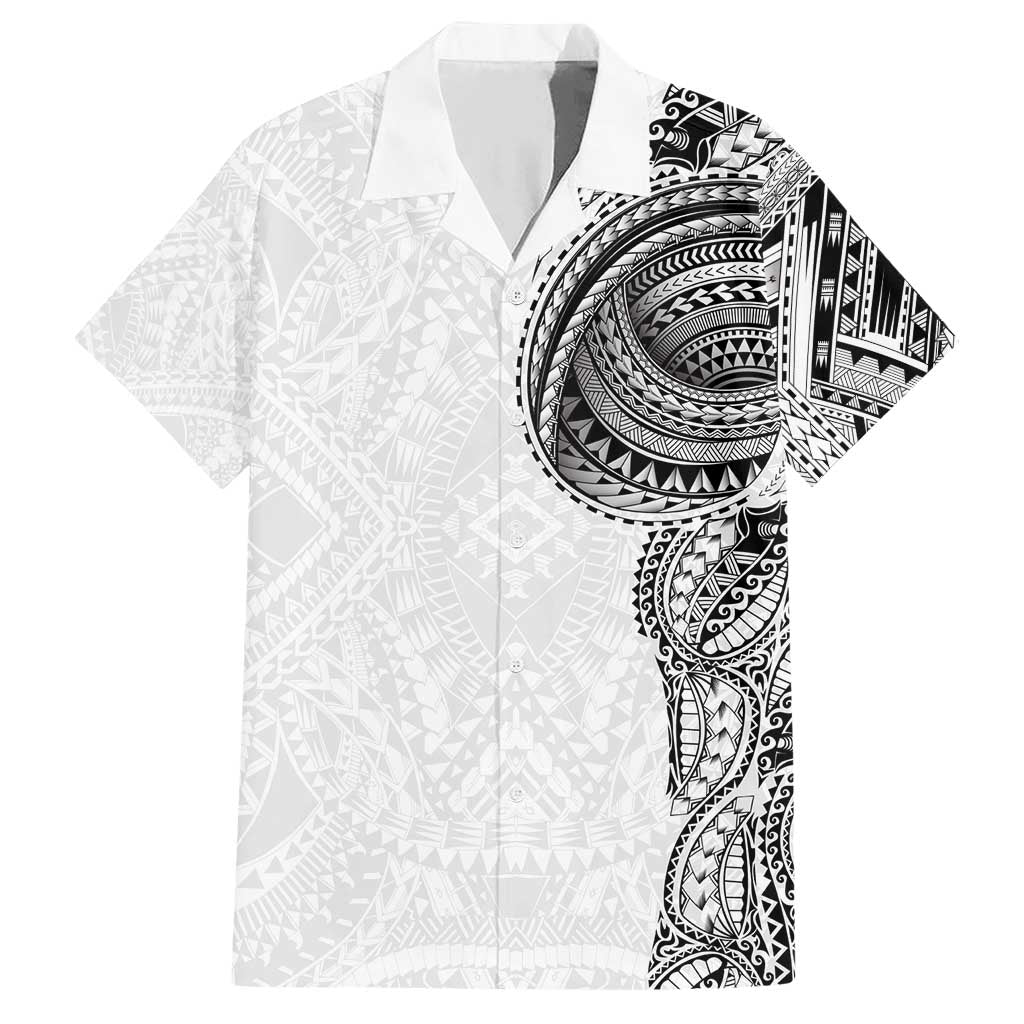 Traditional Polynesian Art Tattoos Family Matching Short Sleeve Bodycon Dress and Hawaiian Shirt White Color - Polynesian Pride
