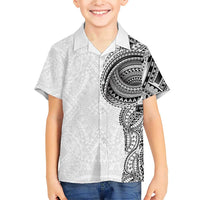 Traditional Polynesian Art Tattoos Family Matching Short Sleeve Bodycon Dress and Hawaiian Shirt White Color - Polynesian Pride