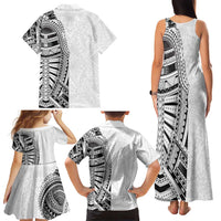 Traditional Polynesian Art Tattoos Family Matching Tank Maxi Dress and Hawaiian Shirt White Color - Polynesian Pride
