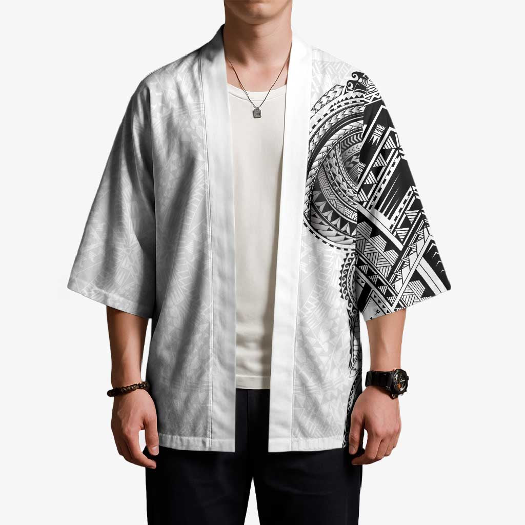 Traditional Polynesian Art Tattoos Kimono White Color - Polynesian Pride