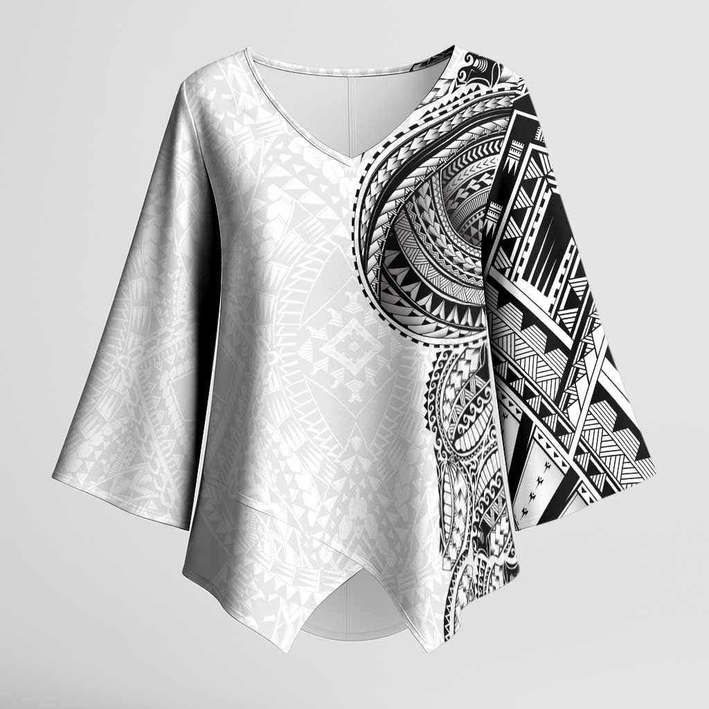 Traditional Polynesian Art Tattoos Kimono Sleeve Blouse White Color LT03 Female White - Polynesian Pride