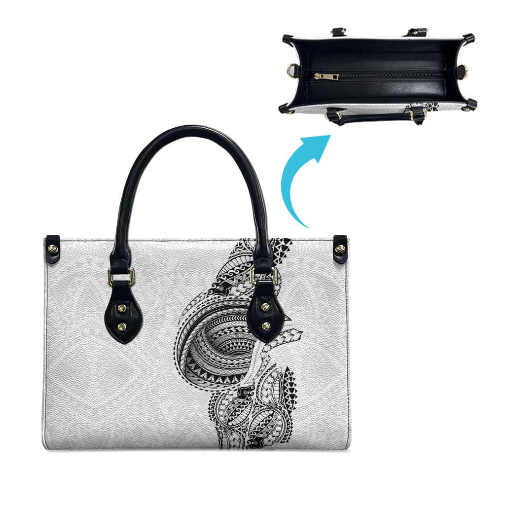 Traditional Polynesian Art Tattoos Leather Bag White Color - Polynesian Pride