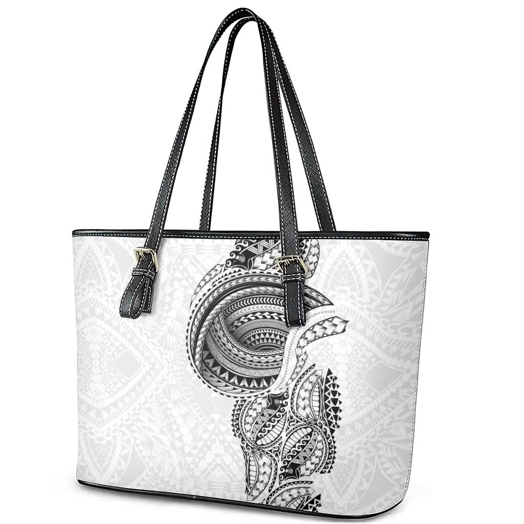 Traditional Polynesian Art Tattoos Leather Tote Bag White Color - Polynesian Pride