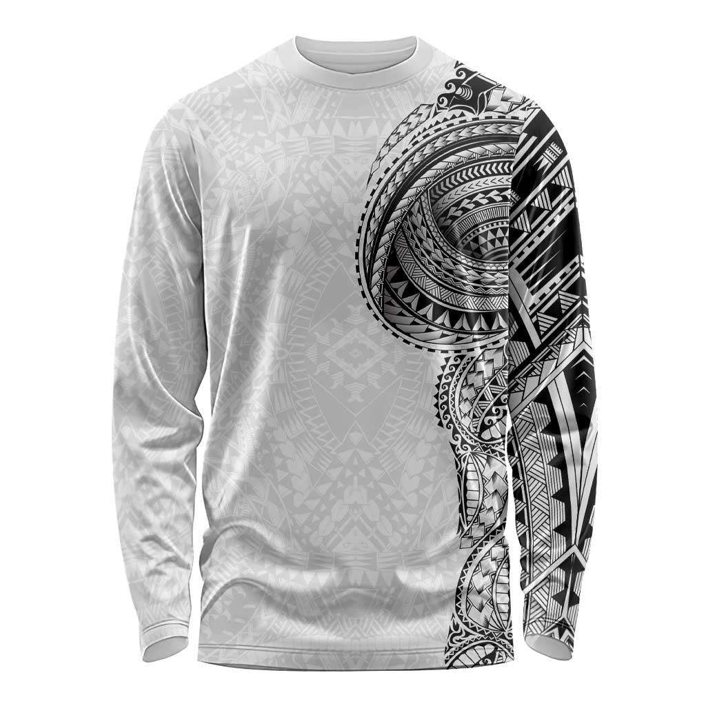 Traditional Polynesian Art Tattoos Long Sleeve Shirt White Color LT03 Unisex White - Polynesian Pride