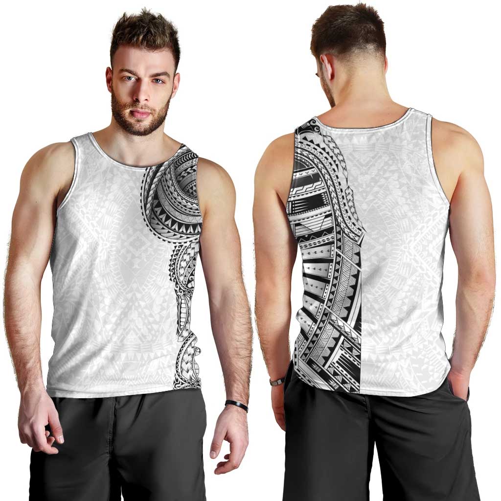 Traditional Polynesian Art Tattoos Men Tank Top White Color LT03 - Polynesian Pride