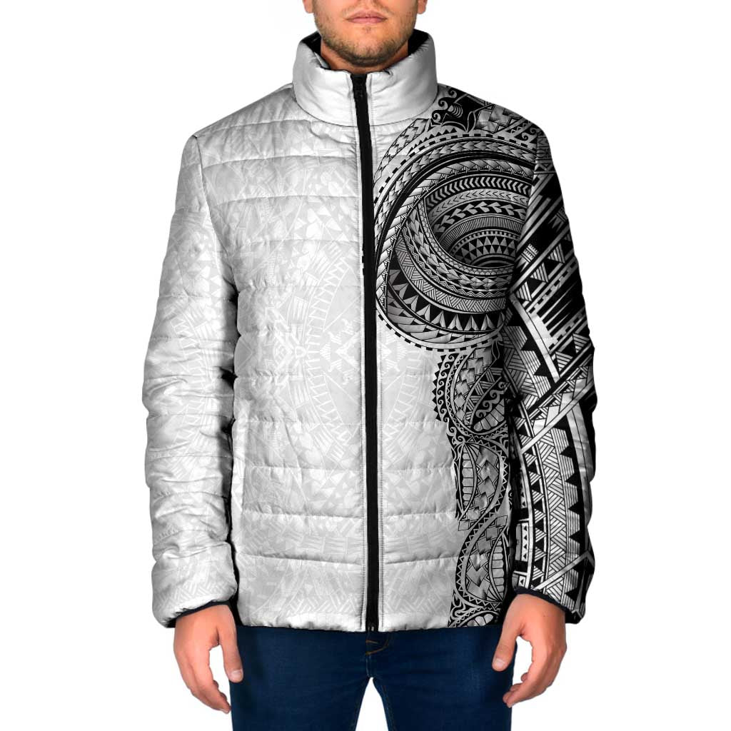 Traditional Polynesian Art Tattoos Padded Jacket White Color LT03 Men White - Polynesian Pride