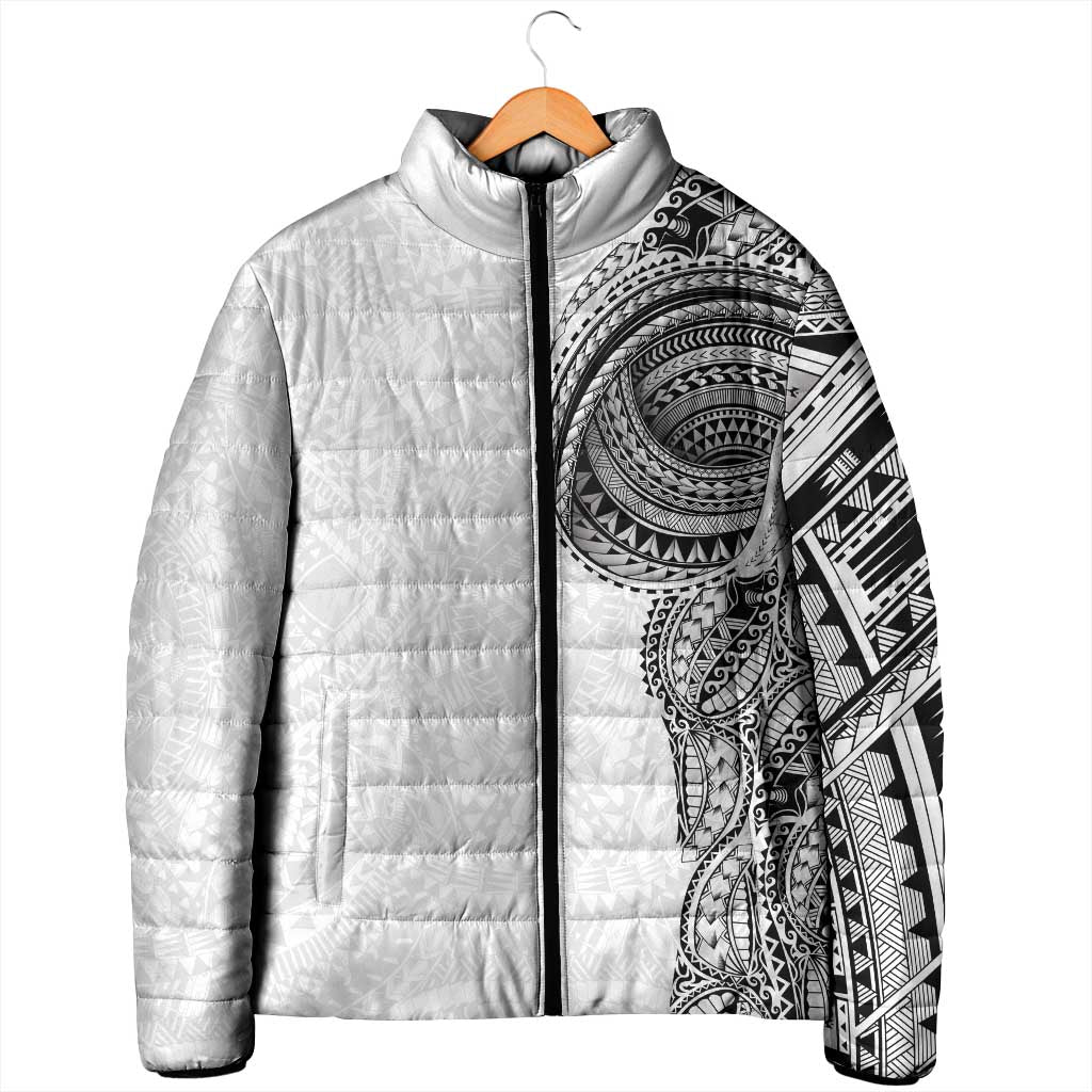 Traditional Polynesian Art Tattoos Padded Jacket White Color LT03 - Polynesian Pride