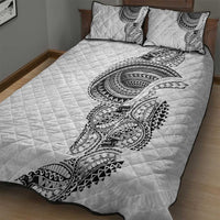 Traditional Polynesian Art Tattoos Quilt Bed Set White Color - Polynesian Pride