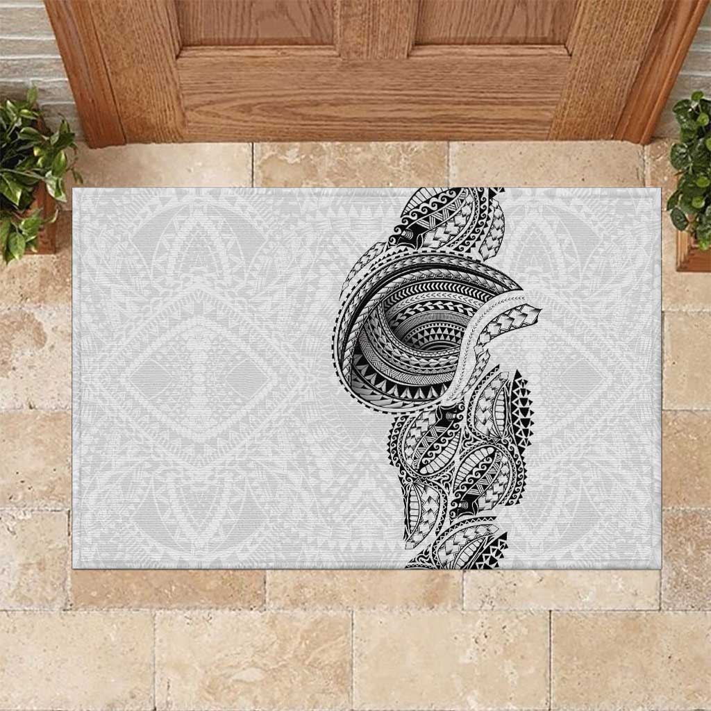 Traditional Polynesian Art Tattoos Rubber Doormat White Color LT03 White - Polynesian Pride