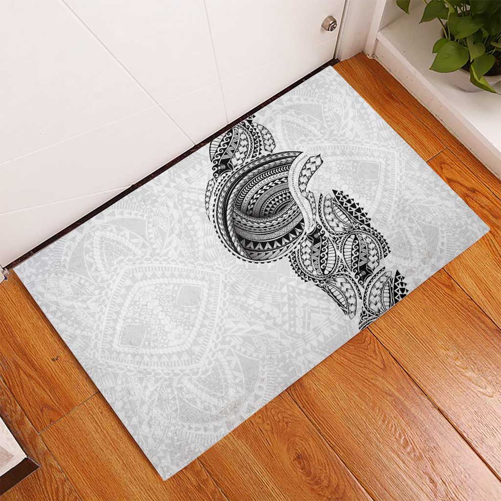 Traditional Polynesian Art Tattoos Rubber Doormat White Color LT03 - Polynesian Pride