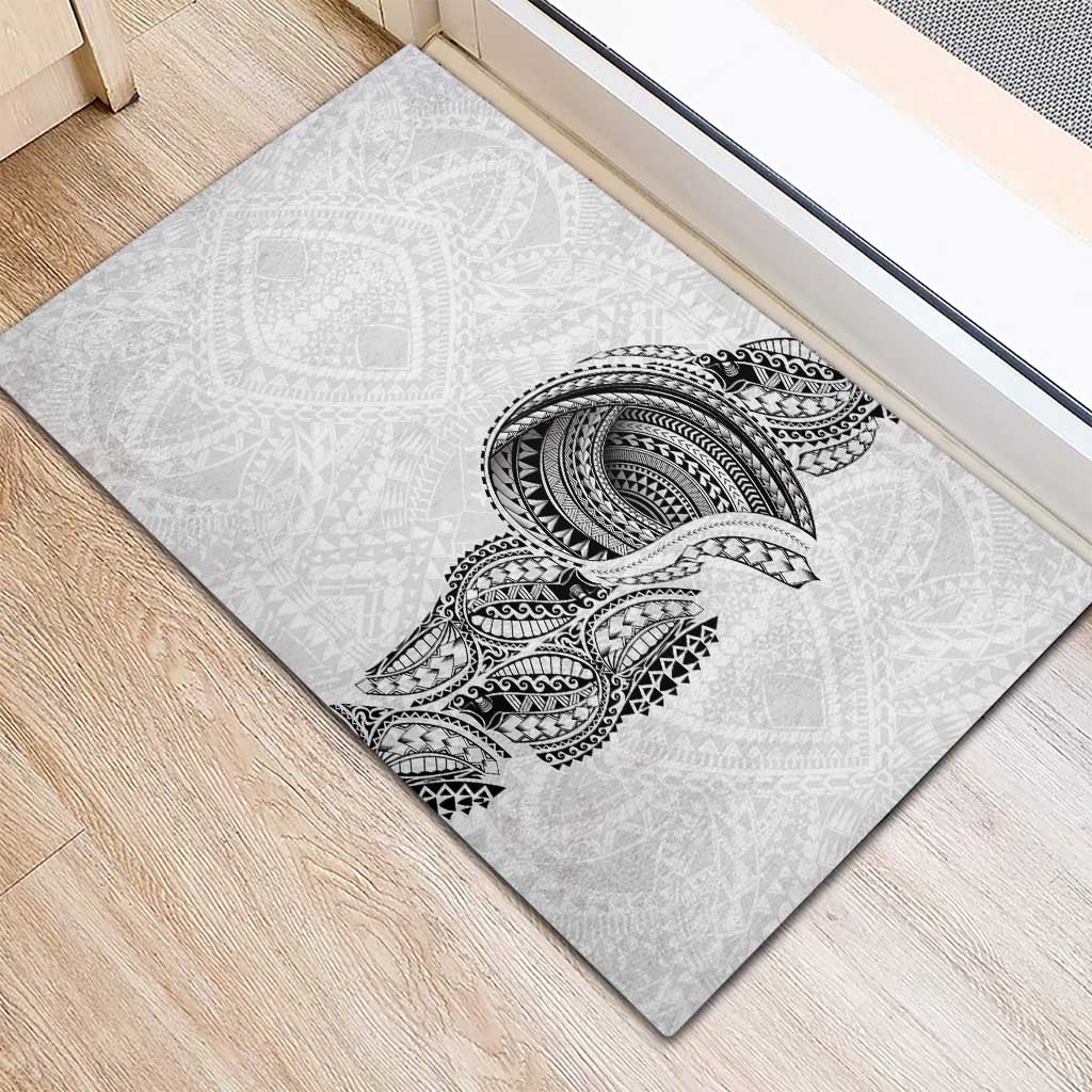 Traditional Polynesian Art Tattoos Rubber Doormat White Color LT03 - Polynesian Pride