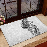 Traditional Polynesian Art Tattoos Rubber Doormat White Color LT03 - Polynesian Pride