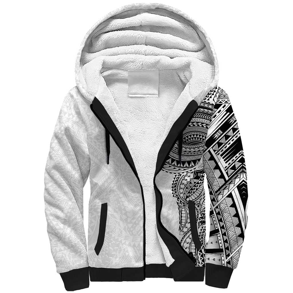 Traditional Polynesian Art Tattoos Sherpa Hoodie White Color LT03 Unisex White - Polynesian Pride