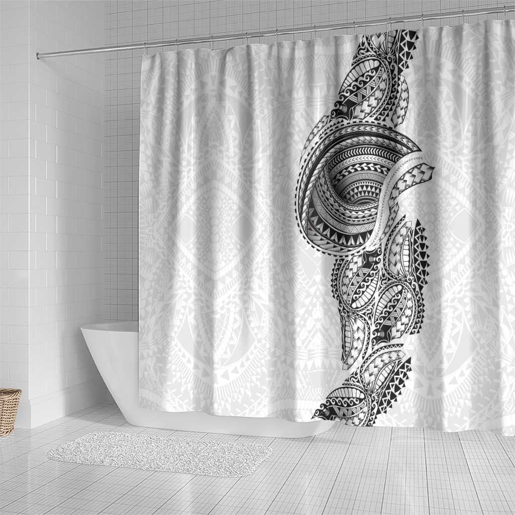 Traditional Polynesian Art Tattoos Shower Curtain White Color - Polynesian Pride