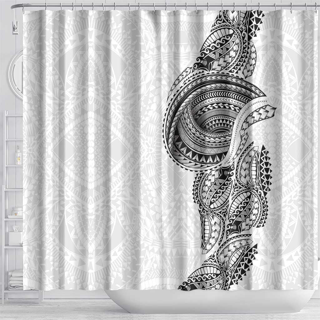 Traditional Polynesian Art Tattoos Shower Curtain White Color - Polynesian Pride