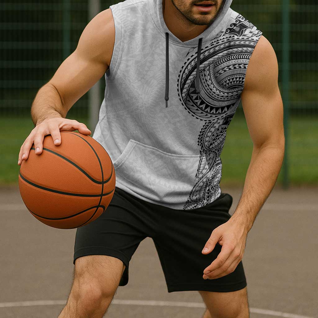 Traditional Polynesian Art Tattoos Sleeveless Hoodie White Color LT03 - Polynesian Pride