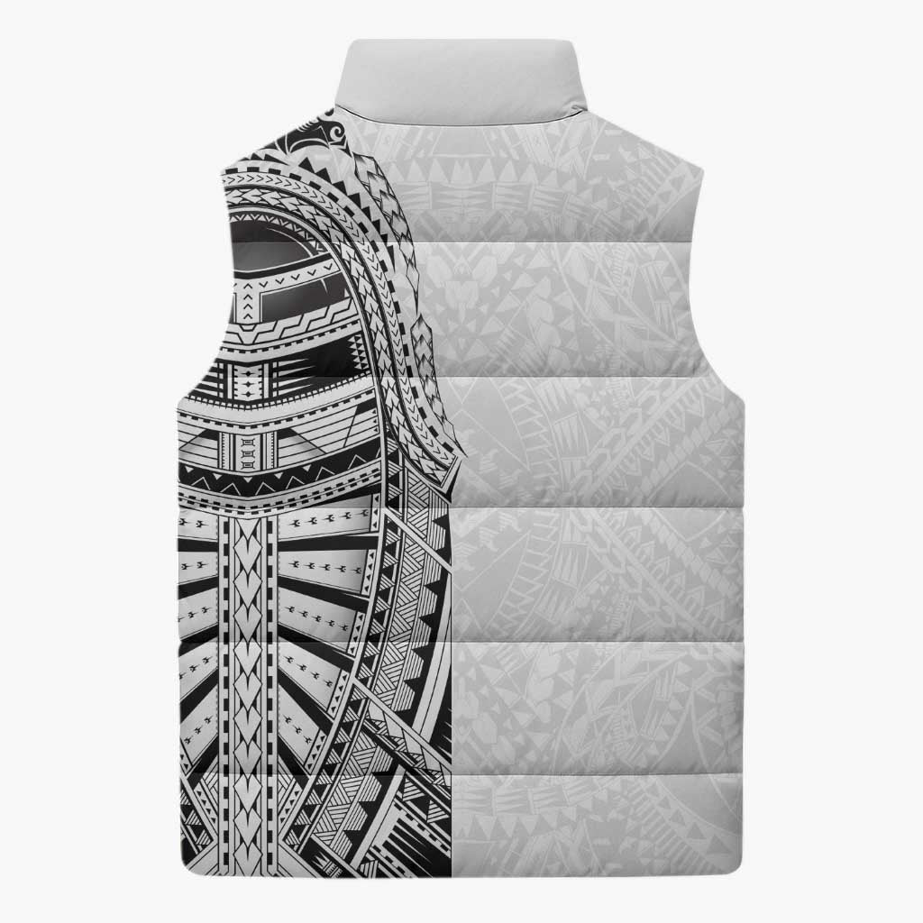 Traditional Polynesian Art Tattoos Sleeveless Puffer Jacket White Color LT03 - Polynesian Pride