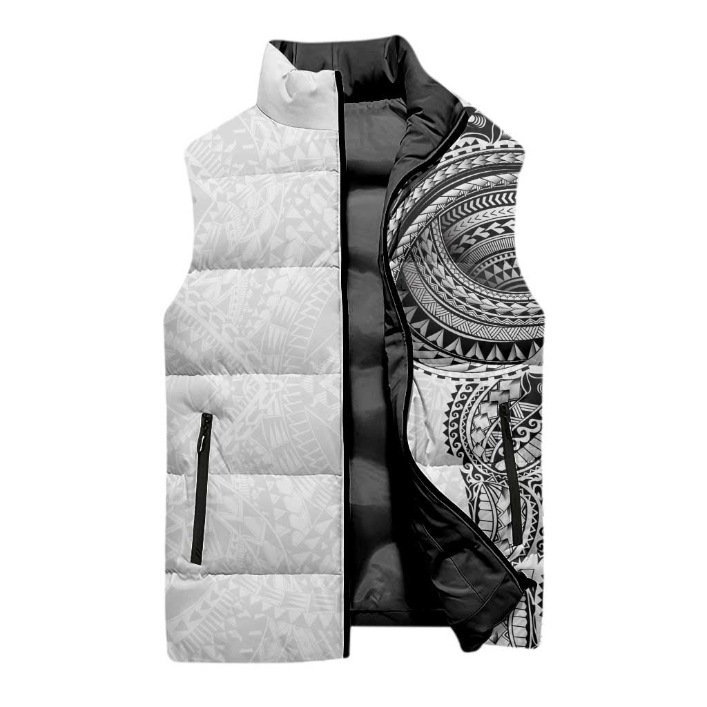 Traditional Polynesian Art Tattoos Sleeveless Puffer Jacket White Color LT03 - Polynesian Pride
