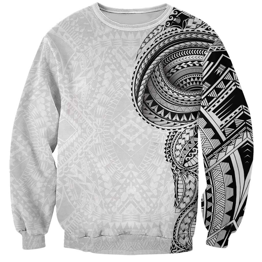 Traditional Polynesian Art Tattoos Sweatshirt White Color LT03 Unisex White - Polynesian Pride