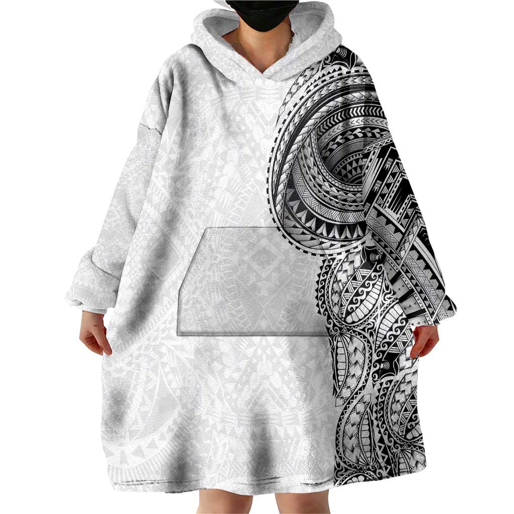 Traditional Polynesian Art Tattoos Wearable Blanket Hoodie White Color LT03 - Polynesian Pride