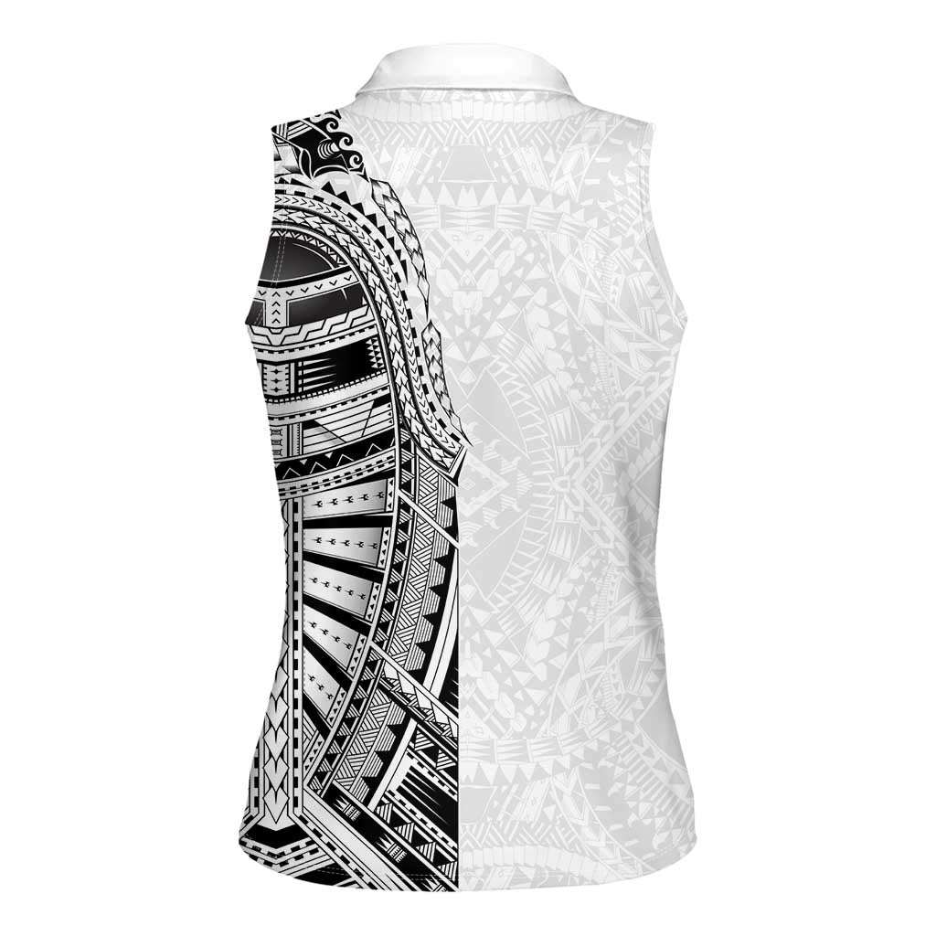 Traditional Polynesian Art Tattoos Women Sleeveless Polo Shirt White Color LT03 - Polynesian Pride