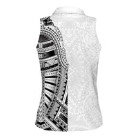 Traditional Polynesian Art Tattoos Women Sleeveless Polo Shirt White Color LT03 - Polynesian Pride