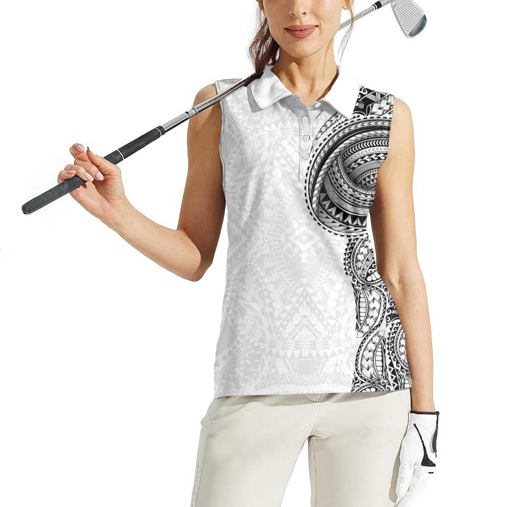 Traditional Polynesian Art Tattoos Women Sleeveless Polo Shirt White Color LT03 - Polynesian Pride