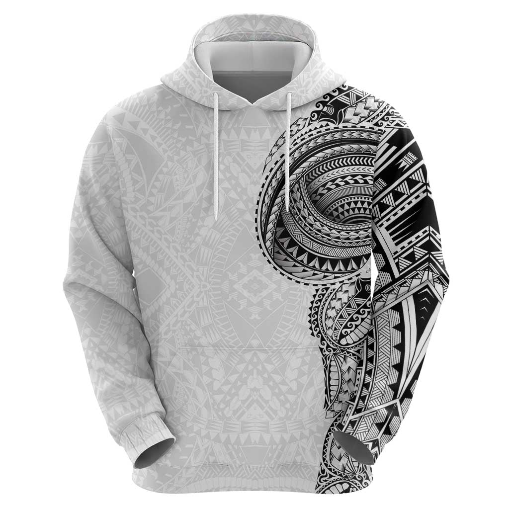 Traditional Polynesian Art Tattoos Zip Hoodie White Color - Polynesian Pride